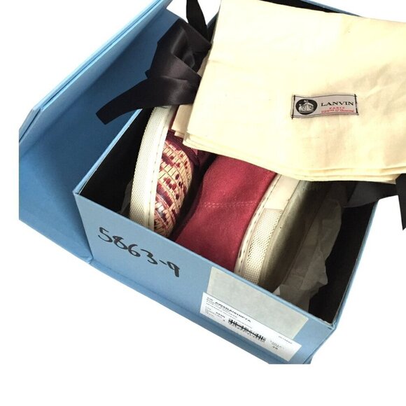 Lanvin suede sneakers‎ with lizard cap toe,  size 39EU, Pink/Red - Picture 10 of 11
